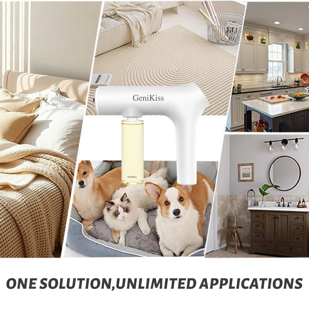 Genikiss Nano Blue Light Deodorizer, Indoor Odor Removal, Pet Deodorant. Bio-Enzymes Break down Urine, Disinfect and Deodorize, Plant-Extracted, Safe and Non-Toxic for Pets, Floral Scent Air Freshener Spray